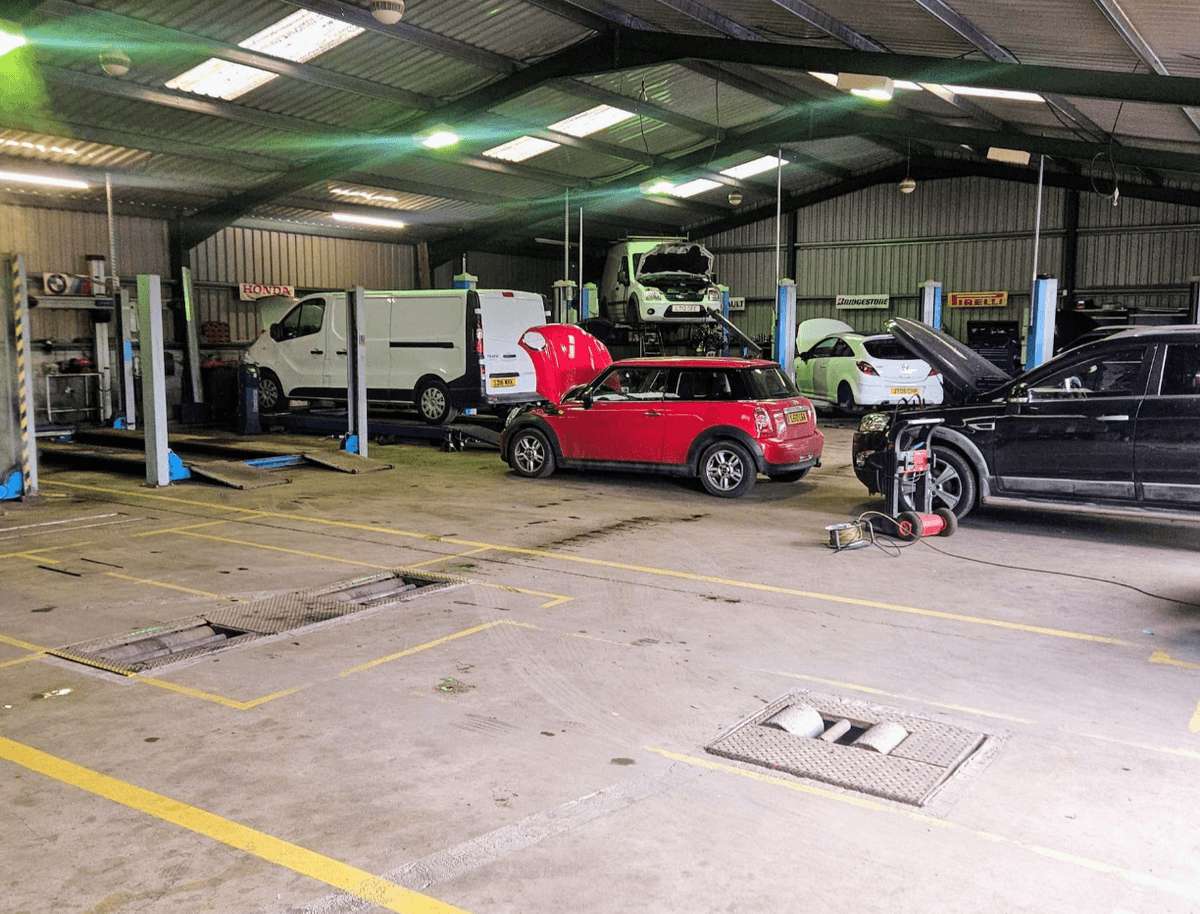 Mechanic working on a car